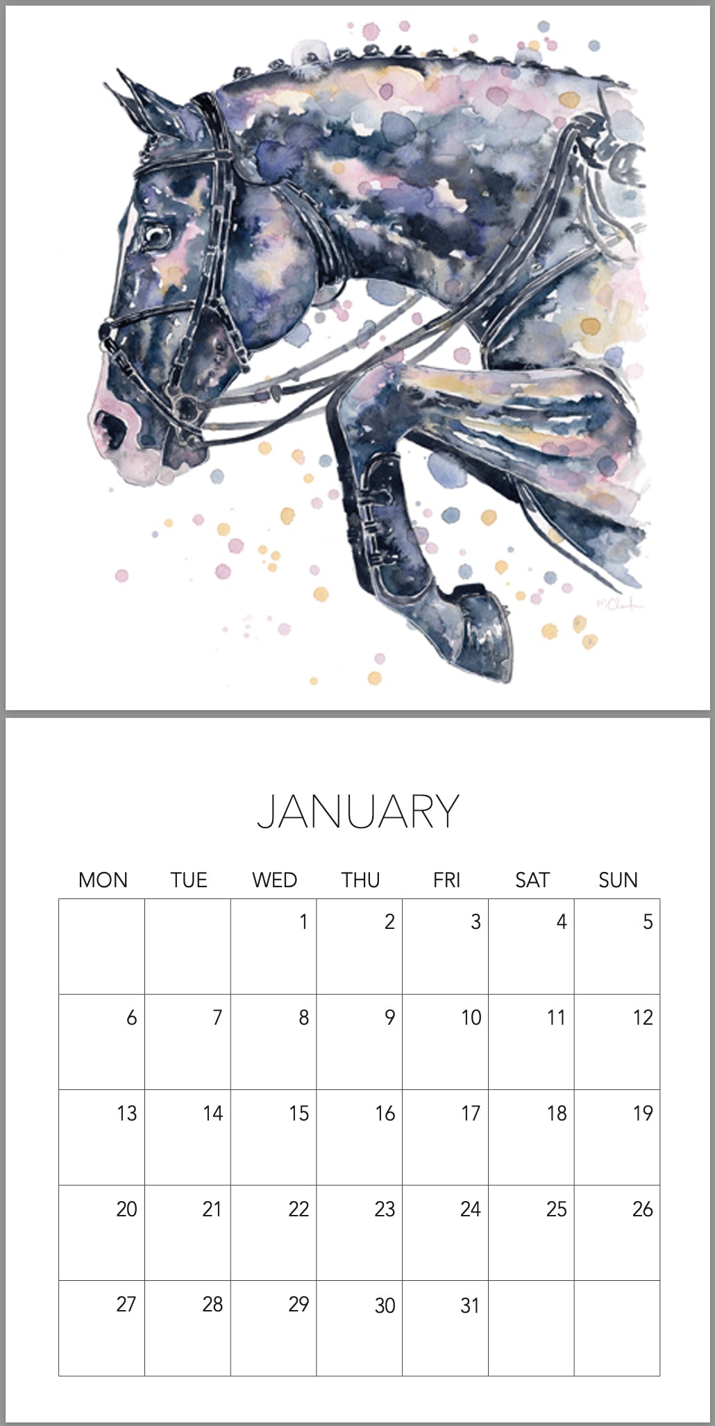 Michelle Clarke 2026 "Horses In Watercolour" Calendar