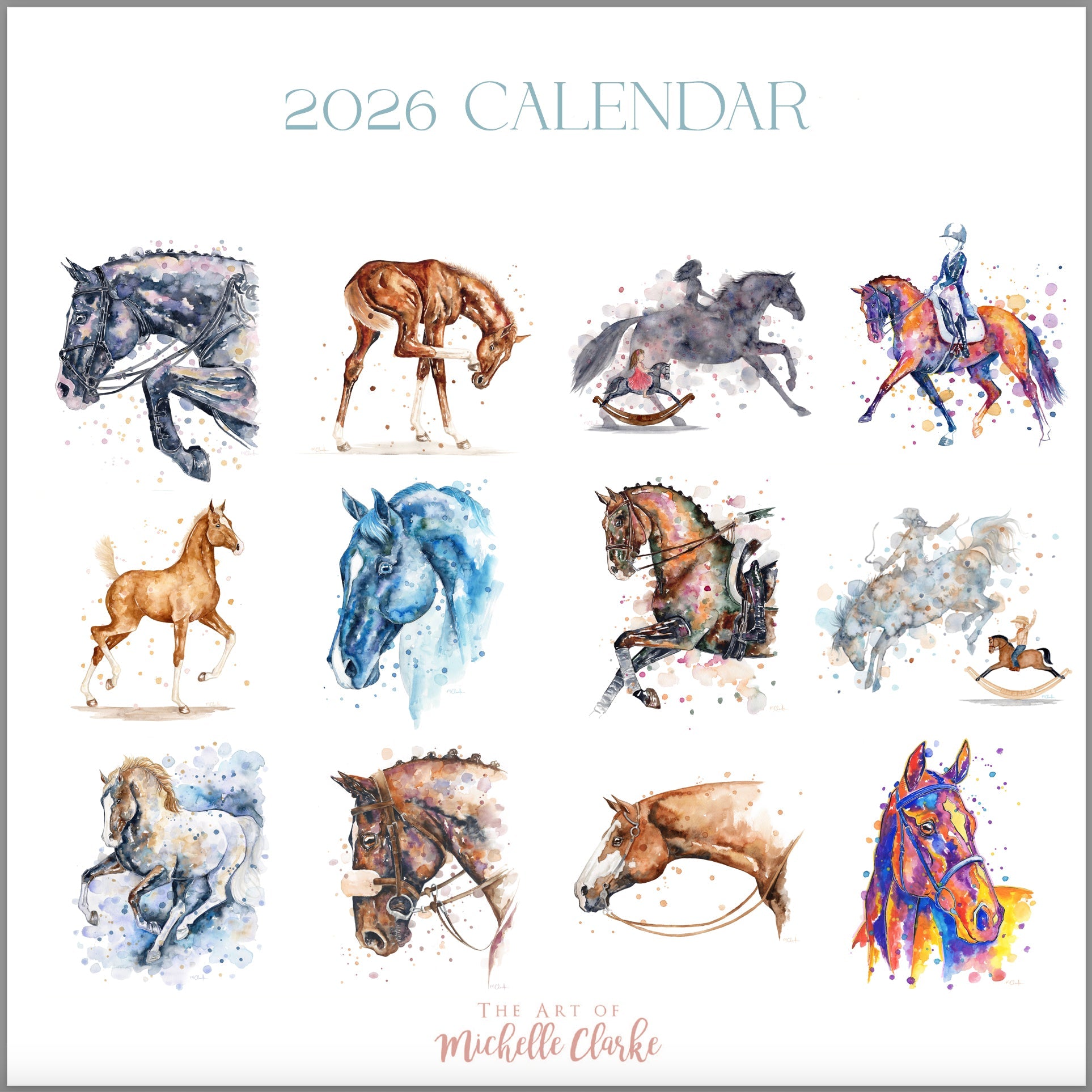 Michelle Clarke 2026 "Horses In Watercolour" Calendar