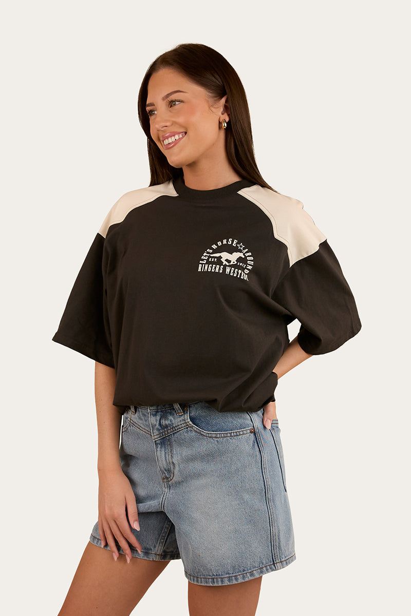 Ringers Western Lets Horse Around Womens Oversized T-Shirt