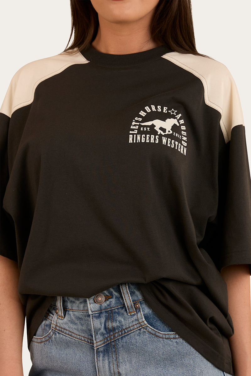 Ringers Western Lets Horse Around Womens Oversized T-Shirt