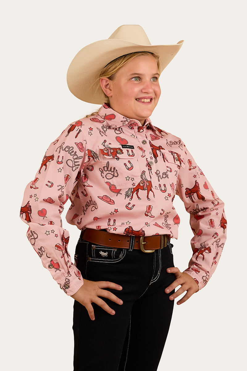 Ringers Western Mini Cowgirl Kids Half Button Work Shirt