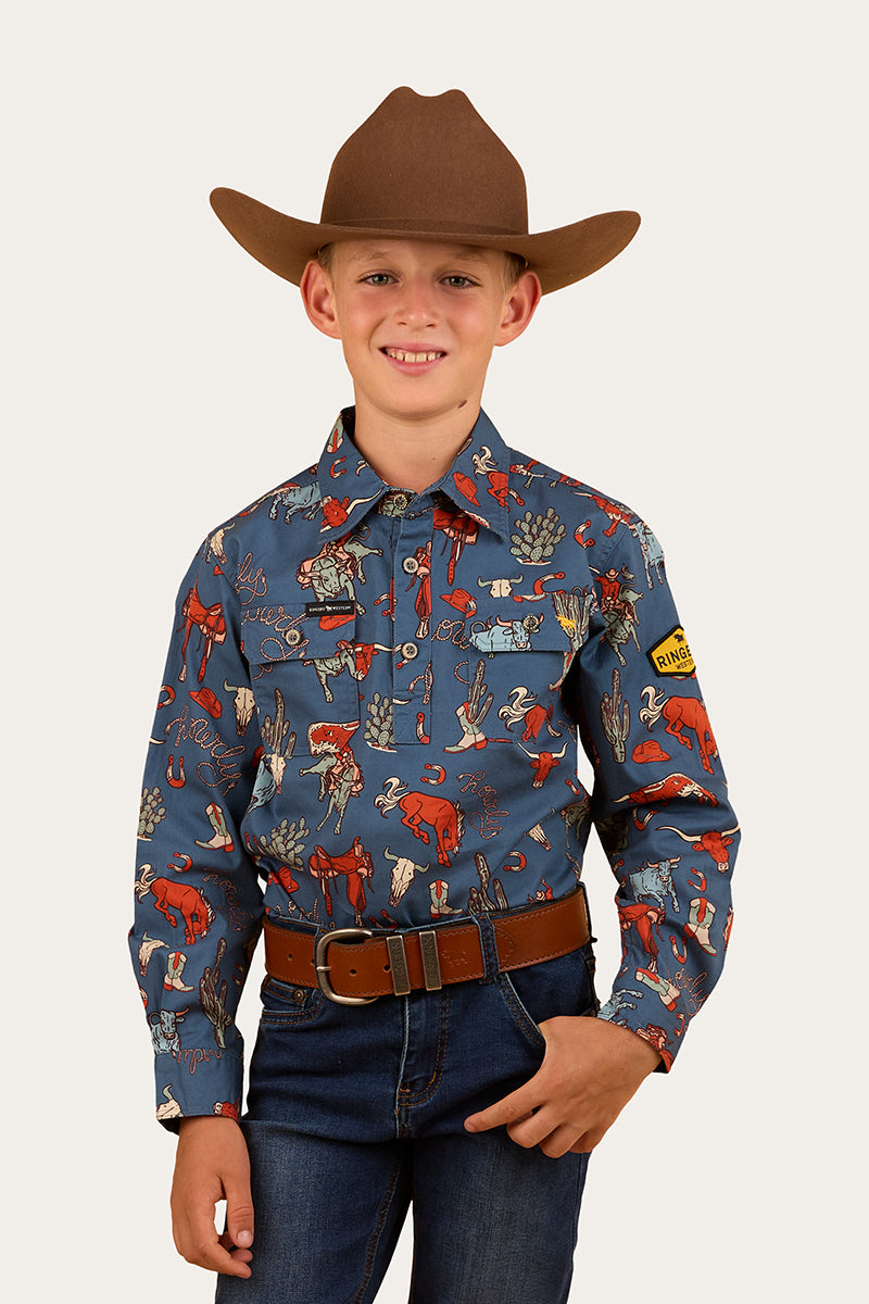 Ringers Western Mini Cowboy Kids Half Button Work Shirt