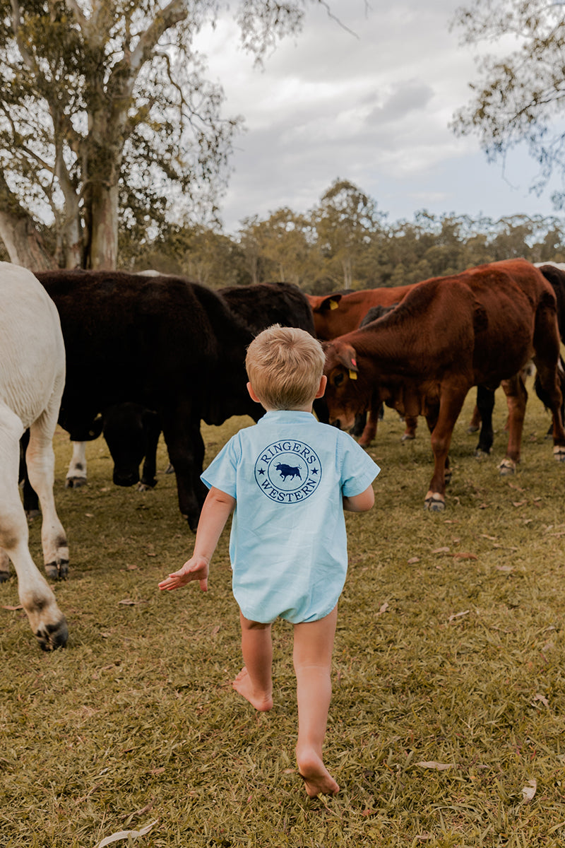 Ringers Western Ringers Babies Short Sleeve Work Shirt Romper