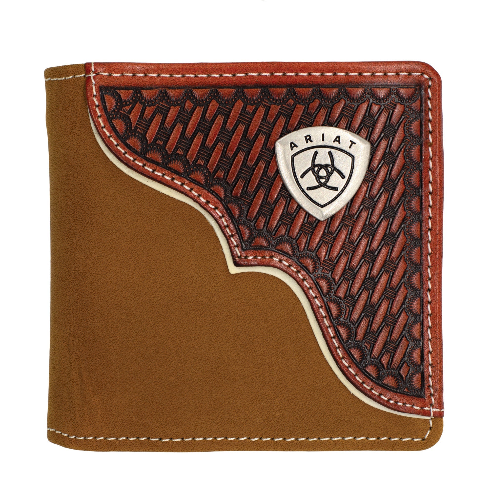 Ariat Bi-Fold Wallet - Basket Weave Tan