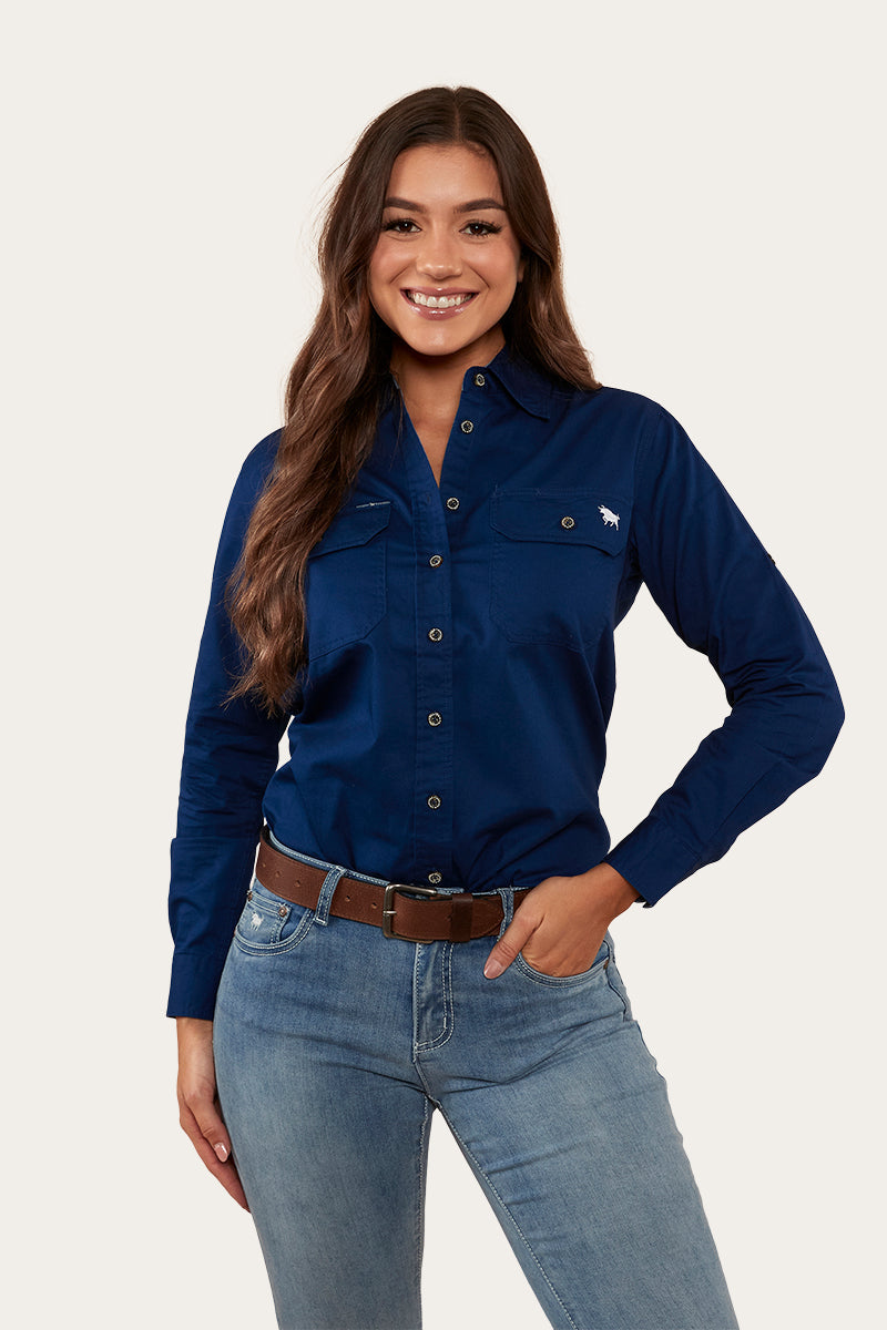 Ringers Western
Pentecost River Womens Full Button Work Shirt - Navy