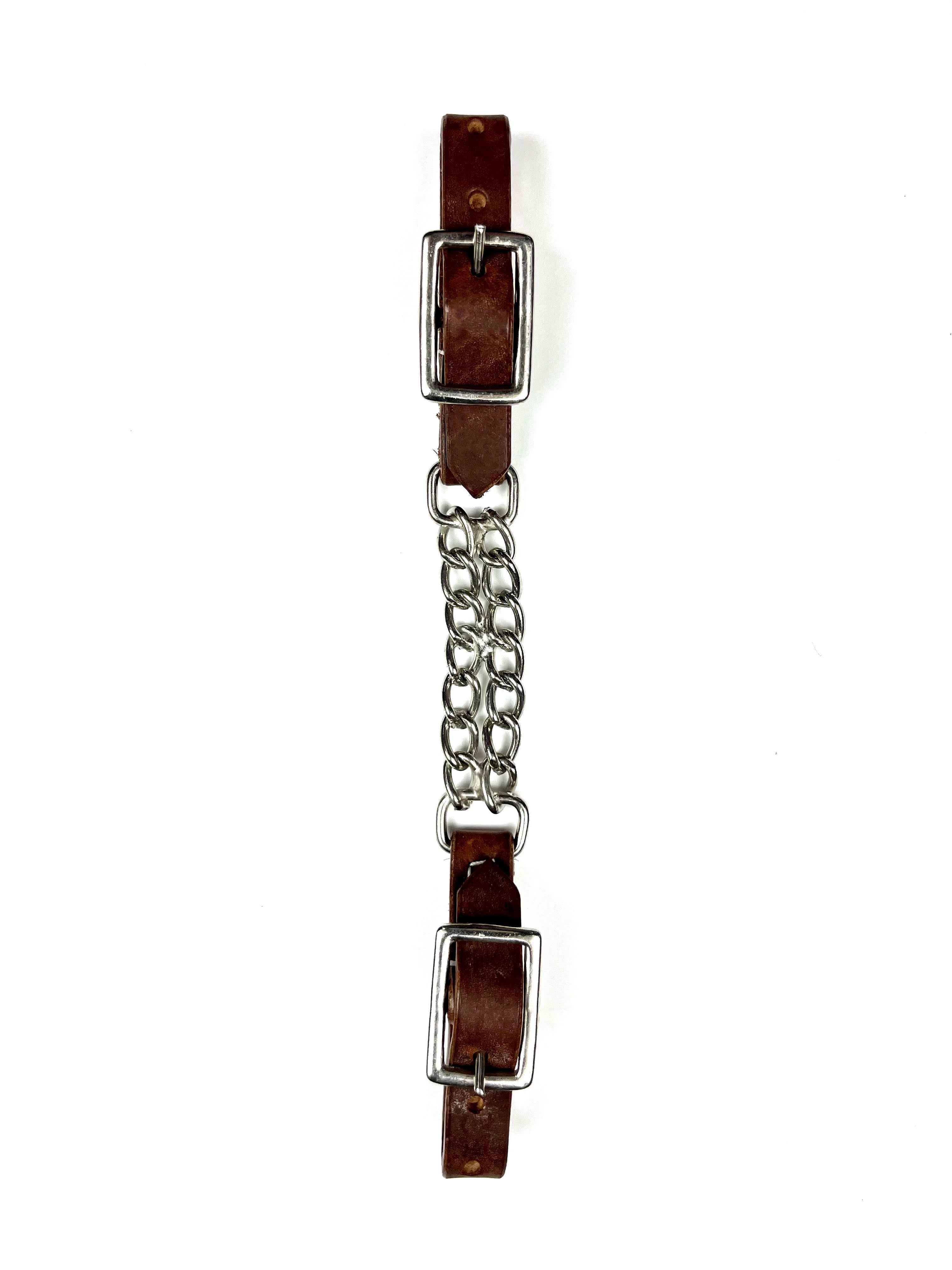 Ezy Ride Curb Strap Double Chain Tan Harness Leather Ends