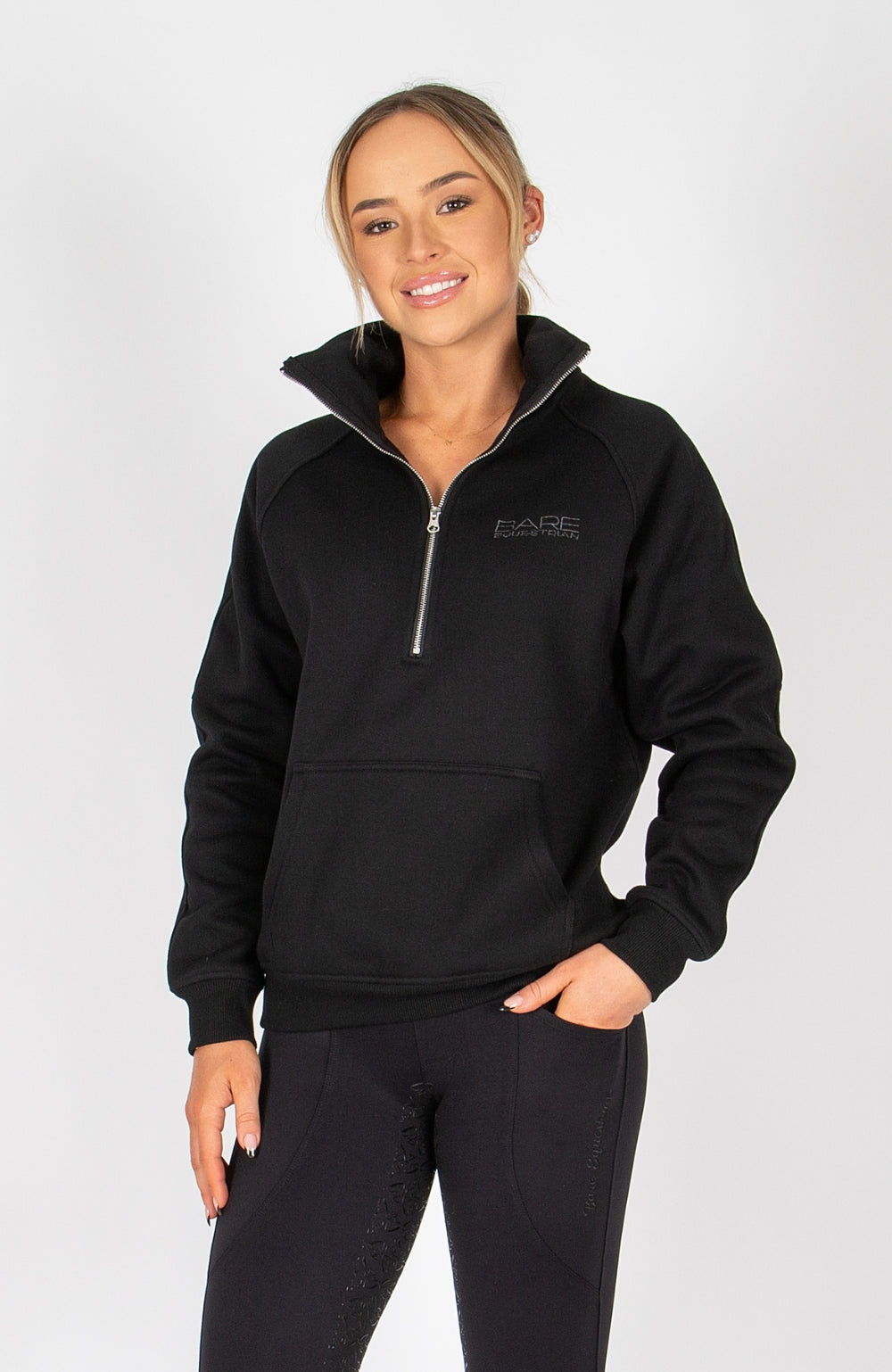 BARE Equestrian Quarter Zip Teddy Pullover Sweater - 21
