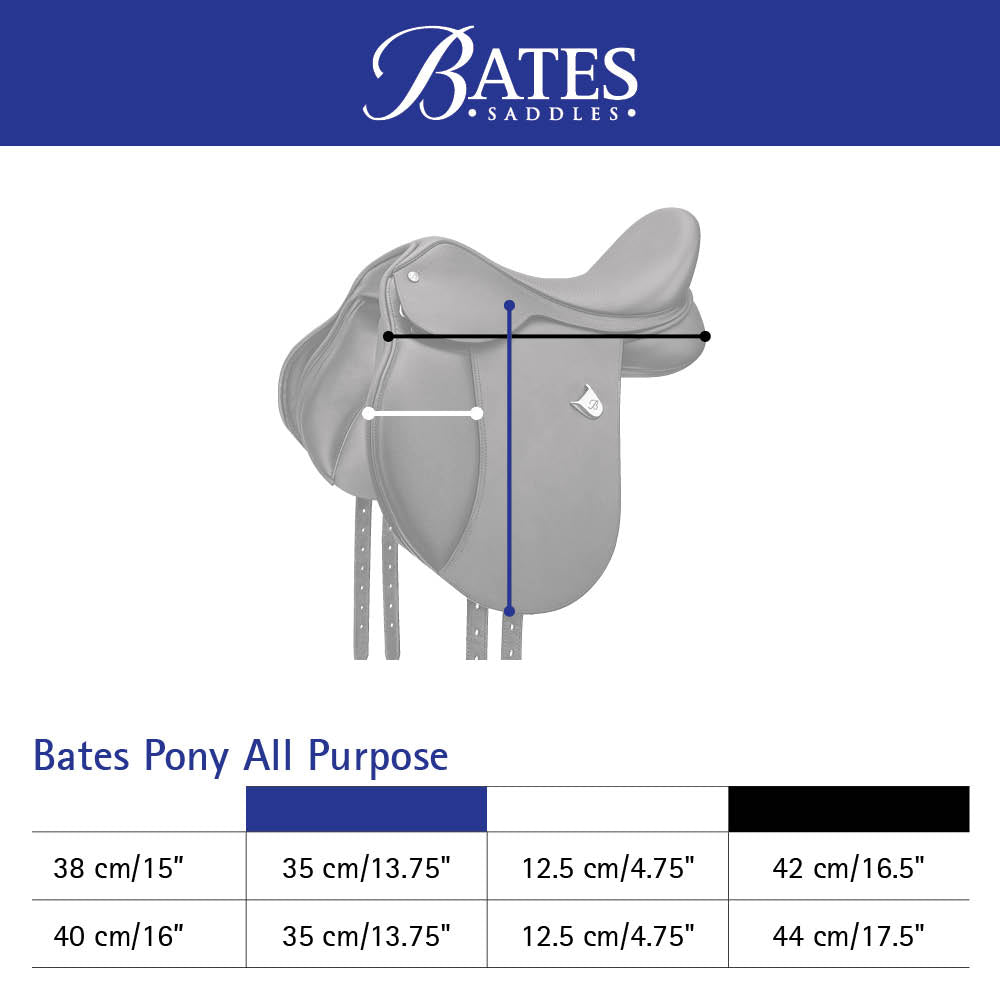 Bates All Purpose Pony Saddle - Measurements