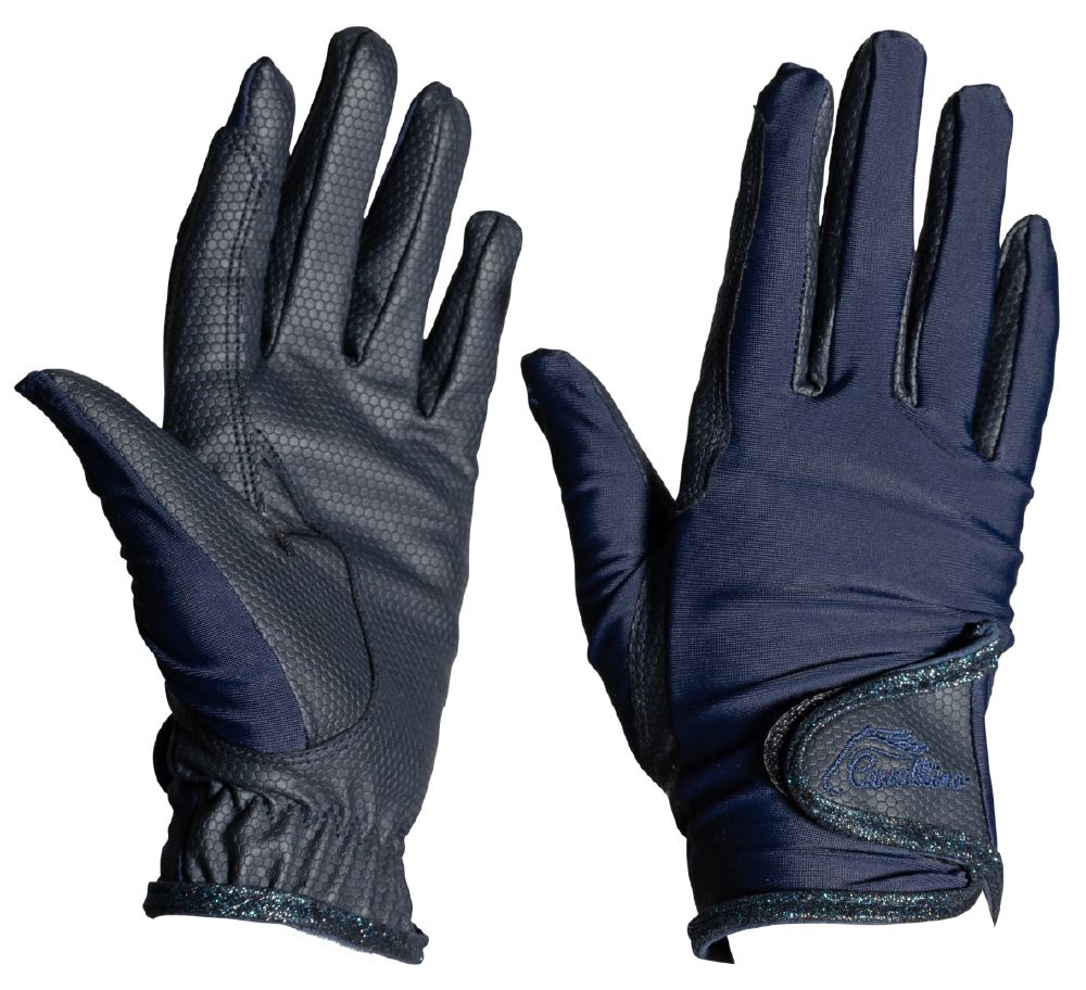 Cavallino Junior Sparkle Riding Gloves - Navy
