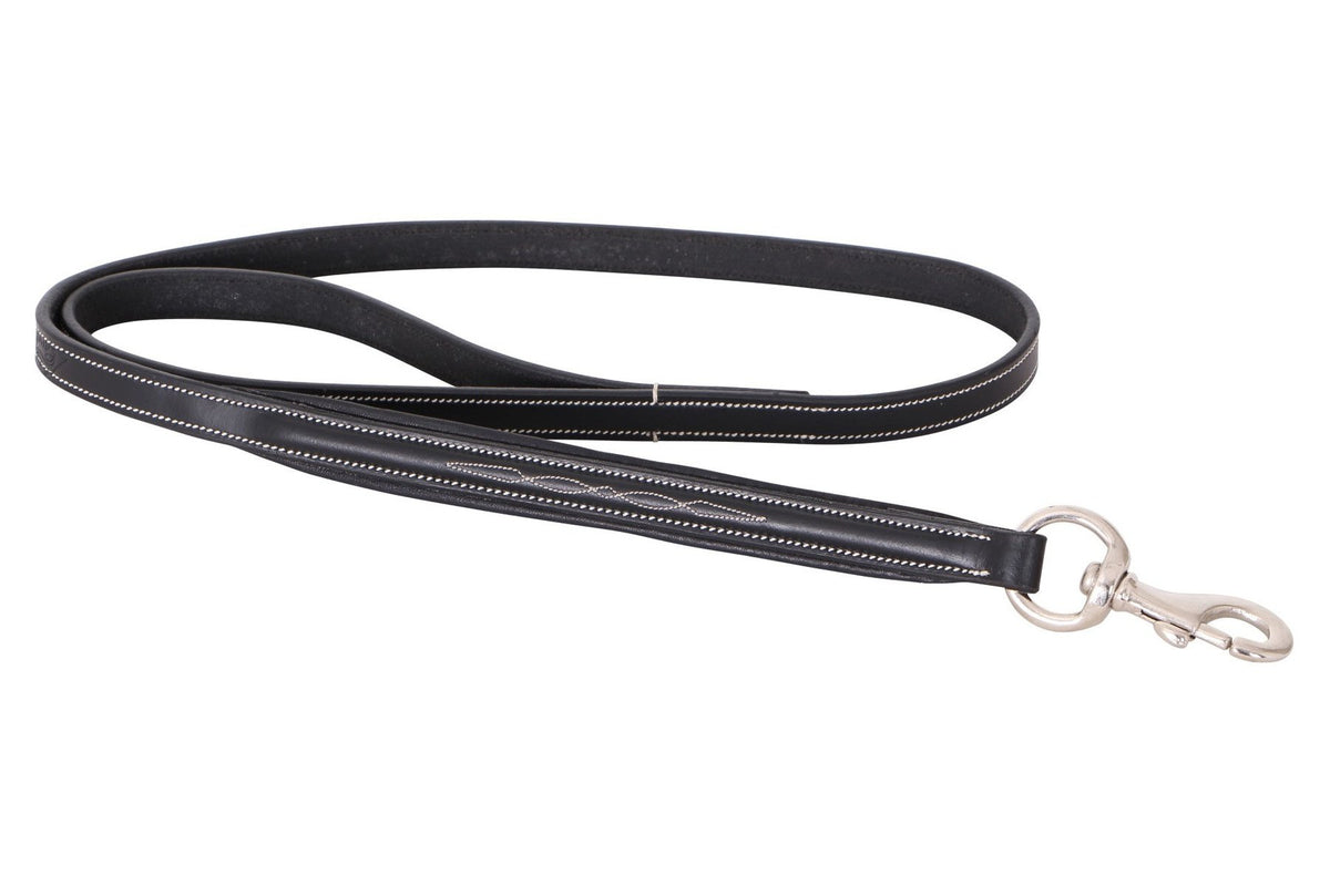 Cavallino Raised Stitched Leather Dog Lead - Black