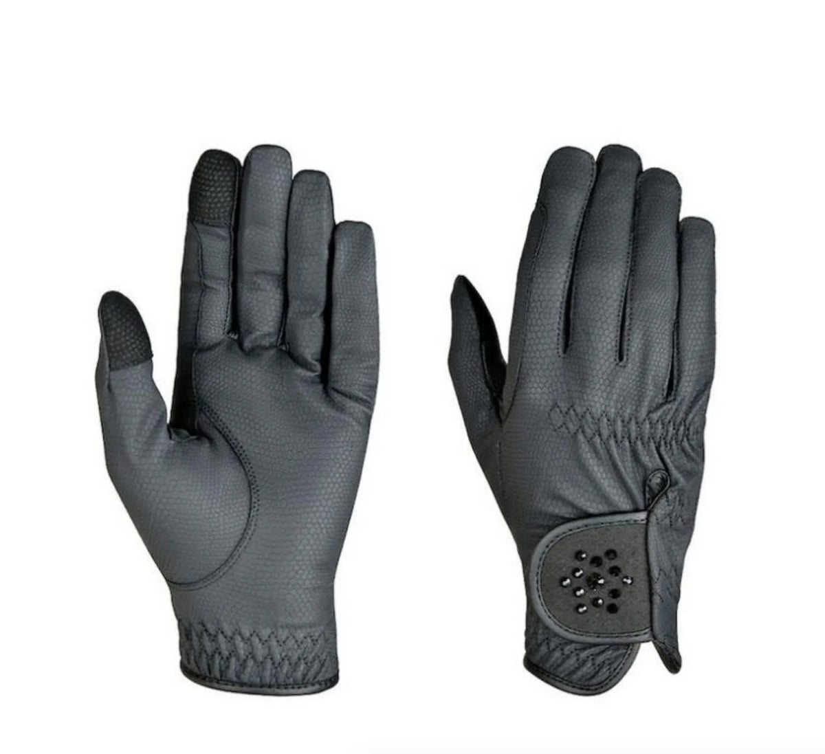 Dublin Everyday Touch Screen Compatible Bling Riding Gloves - Black