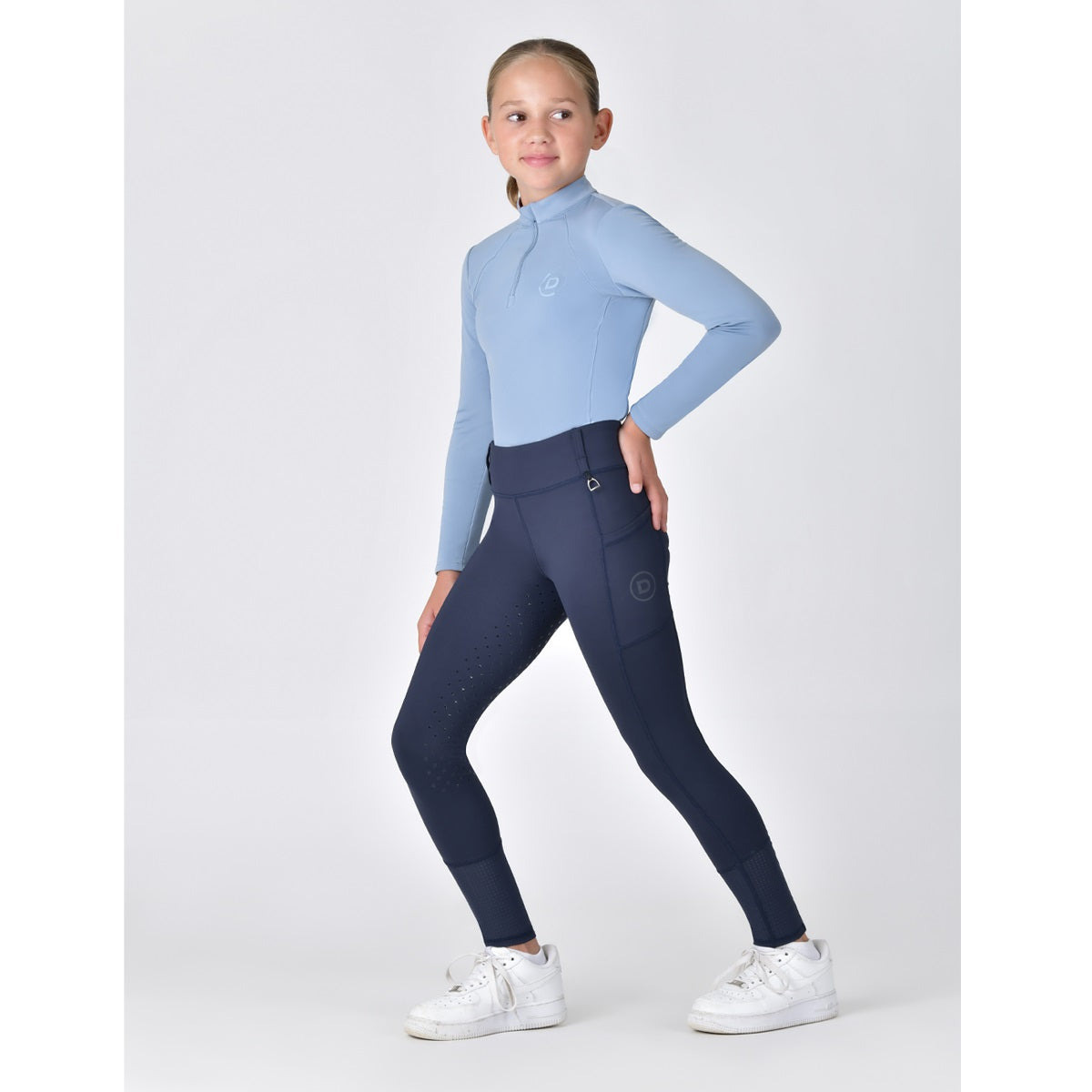 Dublin Kids Form Mesh Riding Tights - Navy Hero