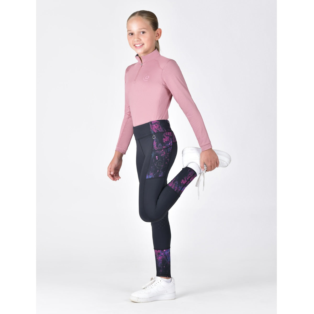 Dublin Kids Form Riding Tights - Purple Terrain Action
