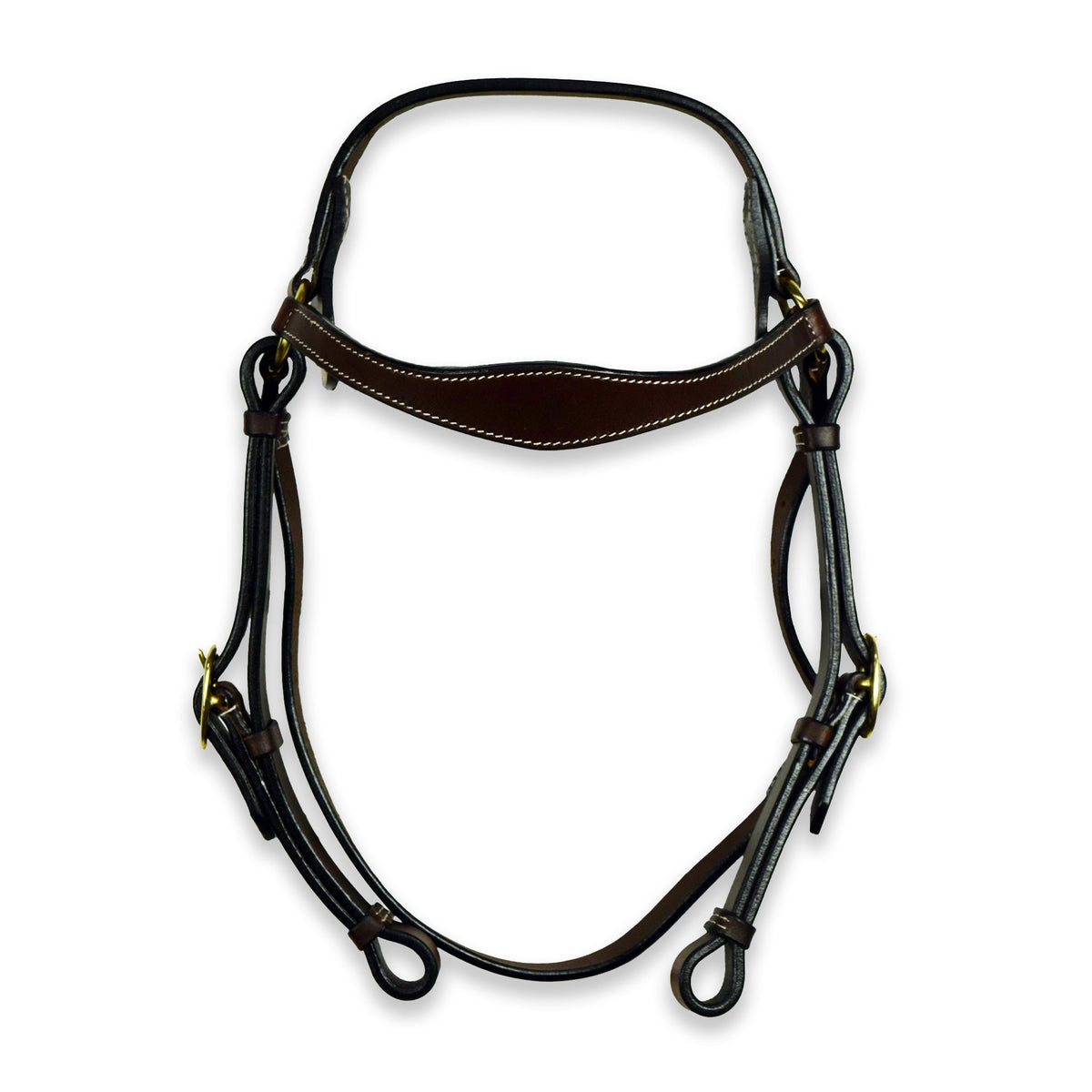 Ezy Ride Bridle Barcoo with Shaped Brow and Brass Buckles - Brown