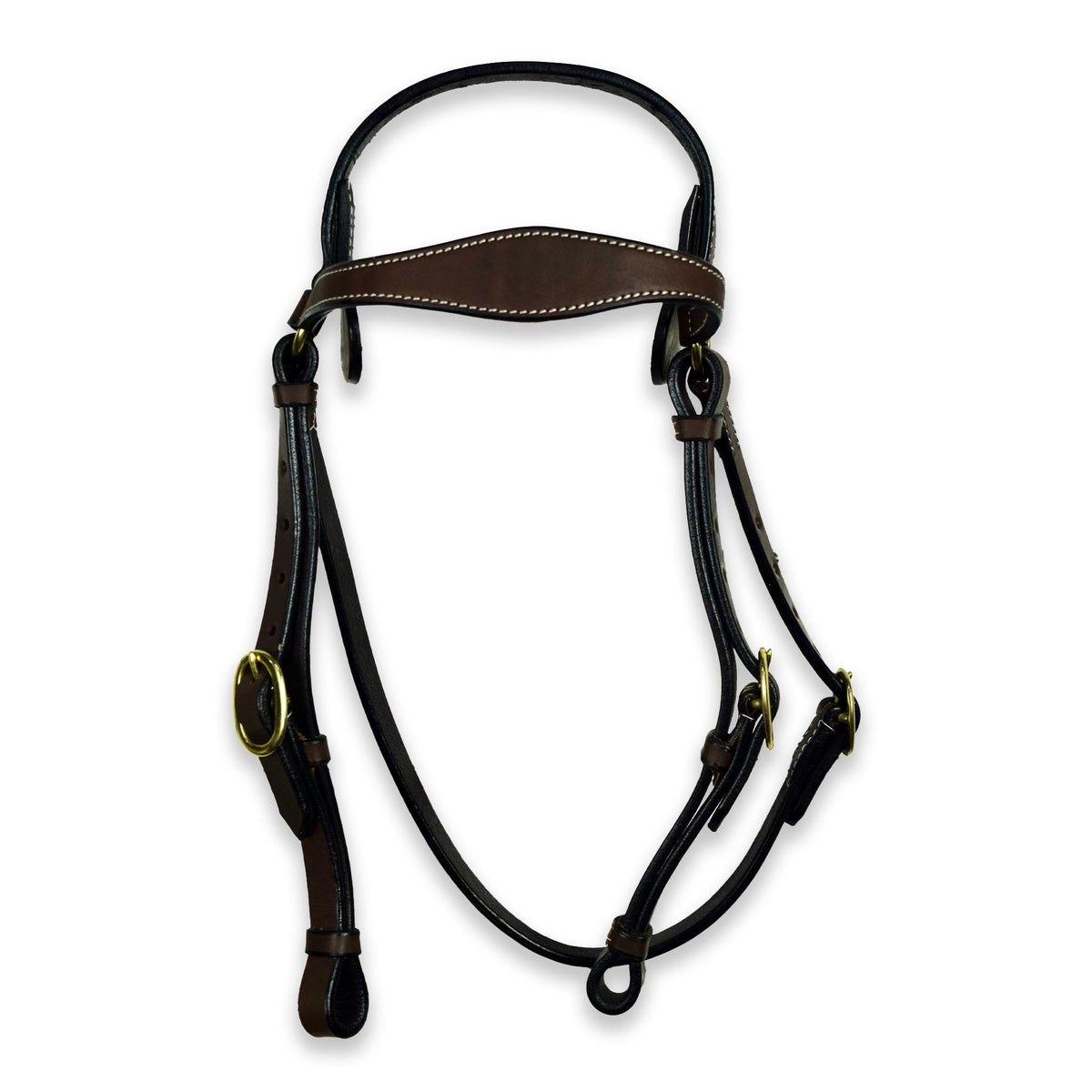 Ezy Ride Bridle Barcoo with Shaped Brow and Brass Buckles - Chocolate
