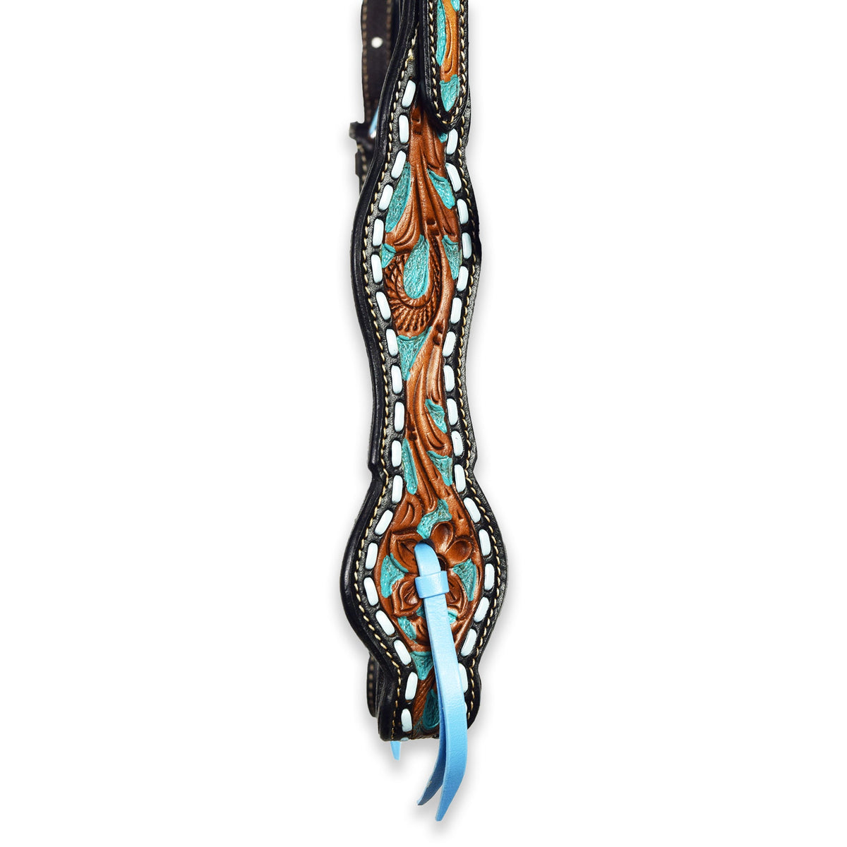 Ezy Ride Bridle V Brow with Turquoise Buckstitch Two Tone - 2