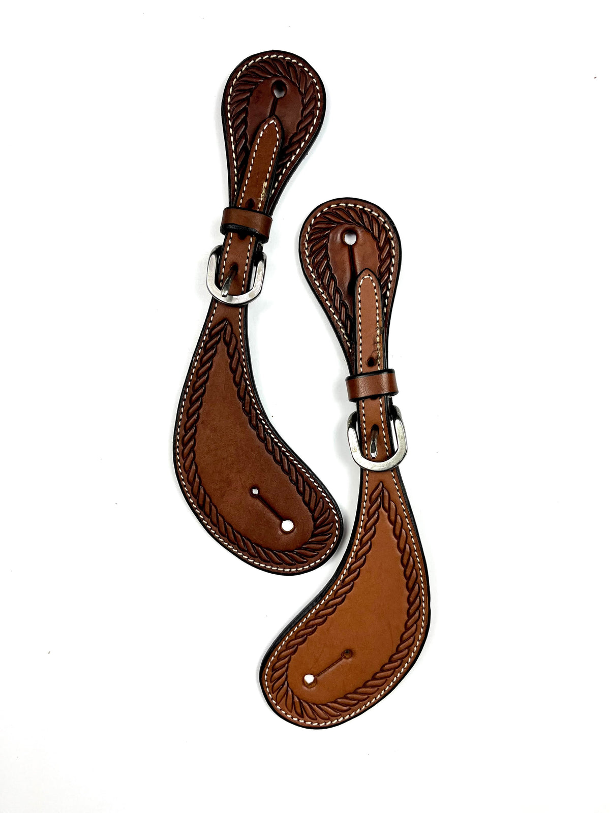 Ezy Ride Spur Strap Shaped with Rope Border Stamping