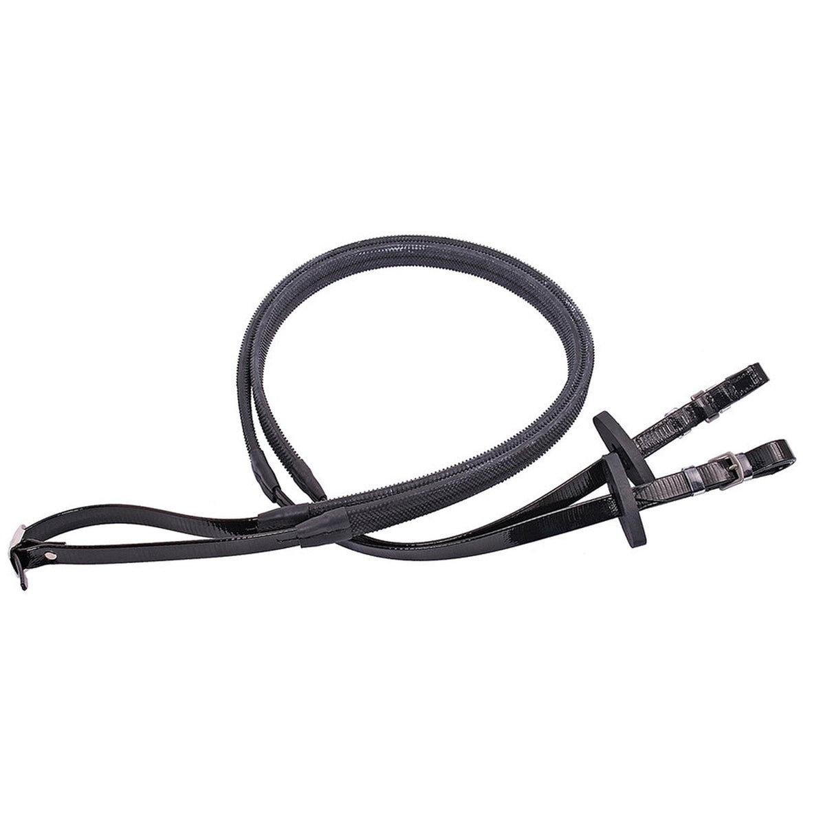Flair Racewear Exercise Rubber Grip Reins Billet End - Black