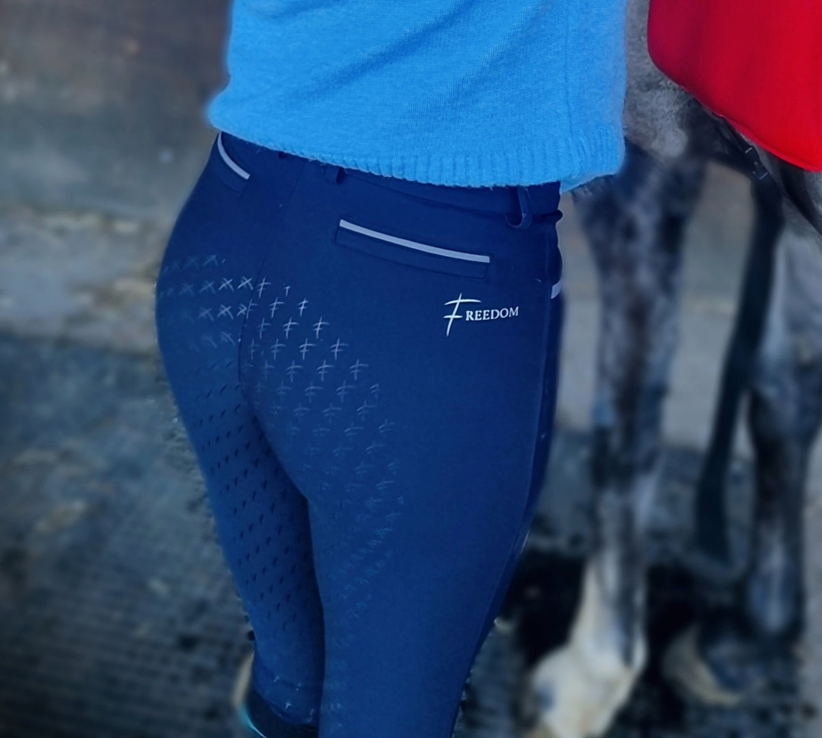 Blue equestrian pants with &