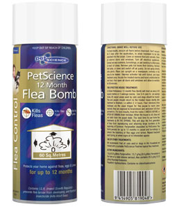 PetScience Flea Bomb front and back of pack
