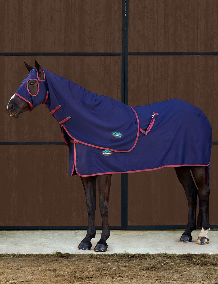 Weatherbeeta Show Sheet Hood - Navy/Burgundy detail 2