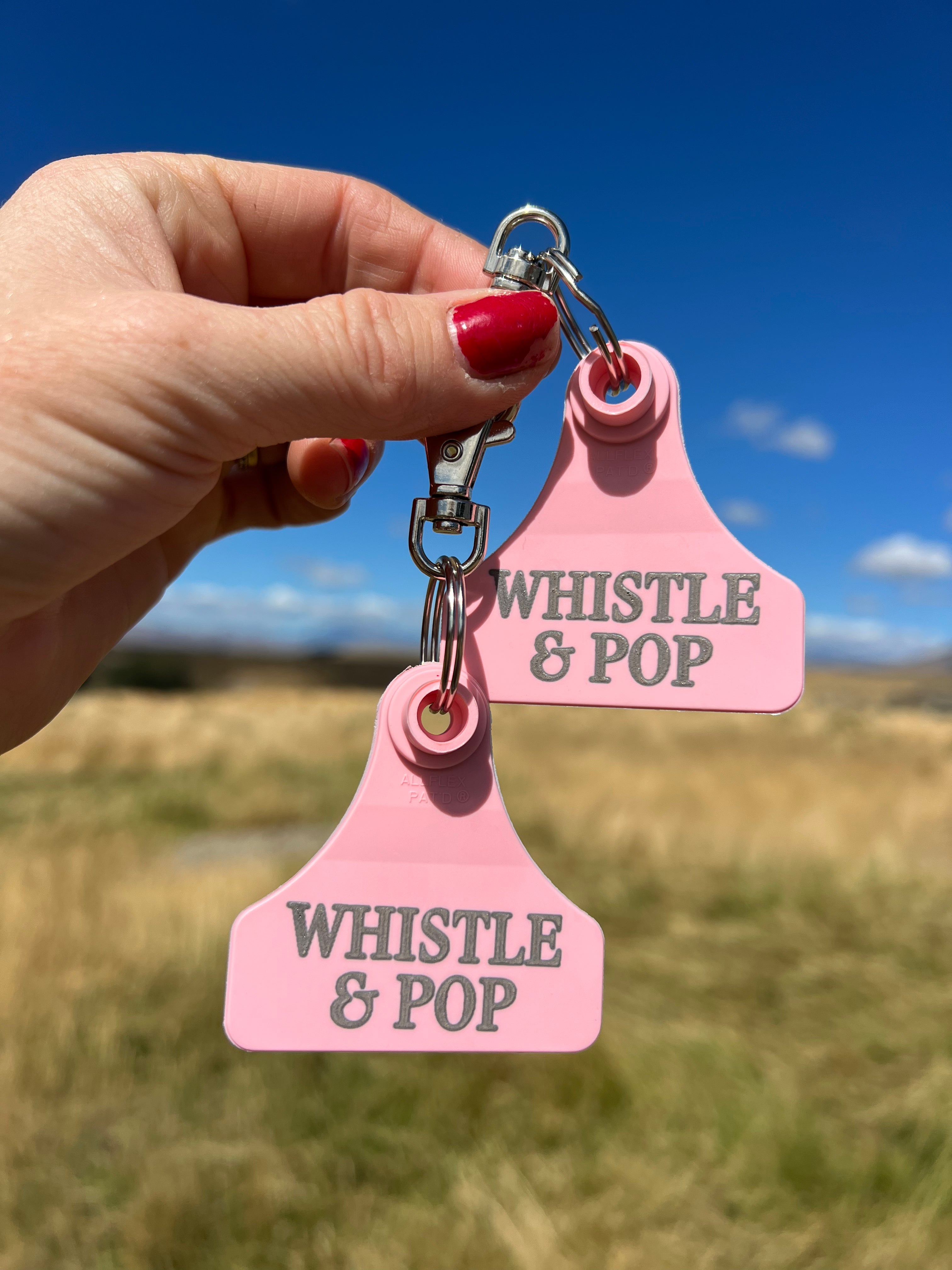 Whistle & Pop Cattle Tag Keychain