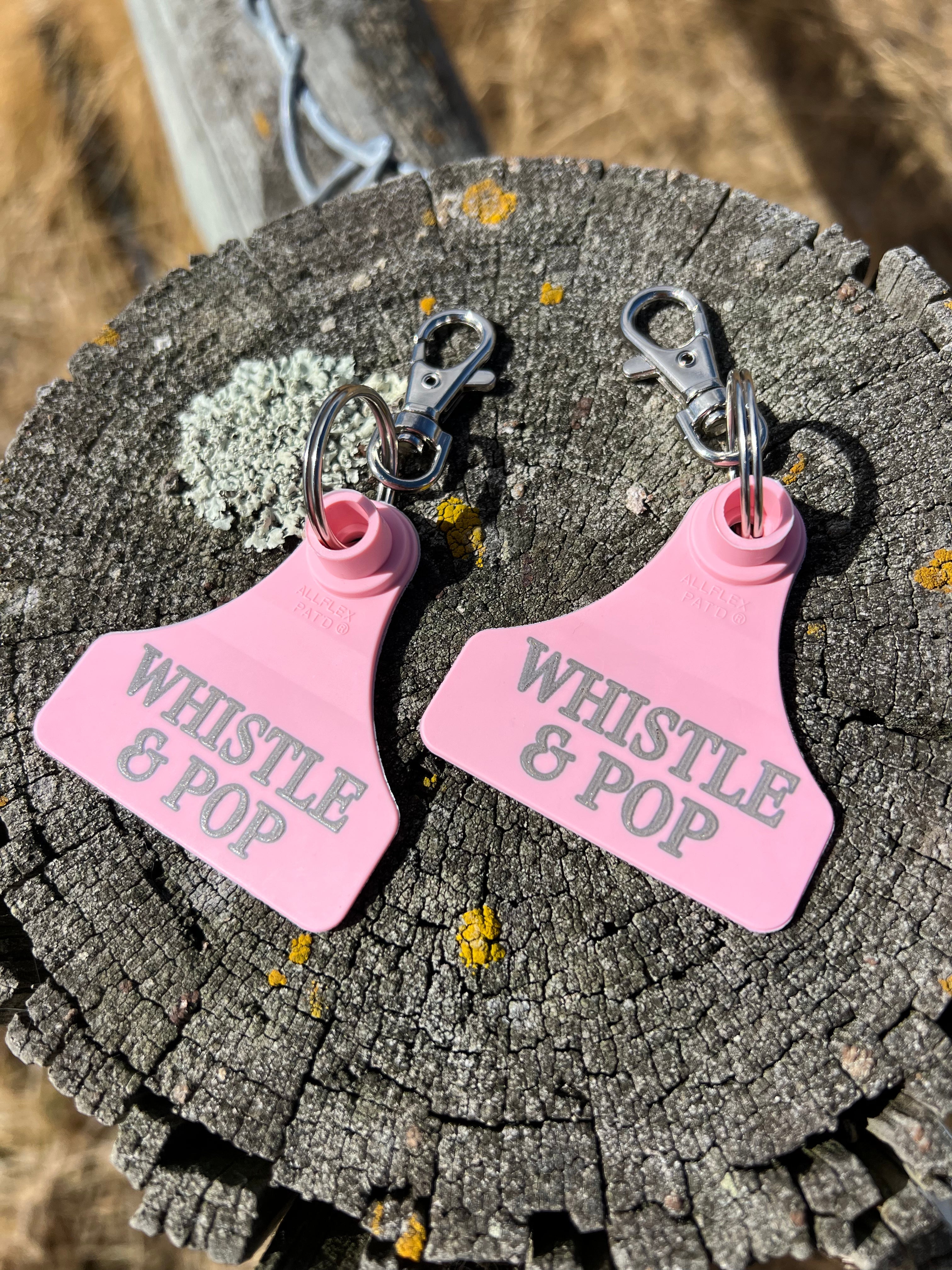 Whistle & Pop Cattle Tag Keychain