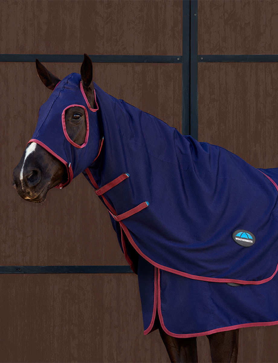 Weatherbeeta Show Sheet Hood - Navy/Burgundy