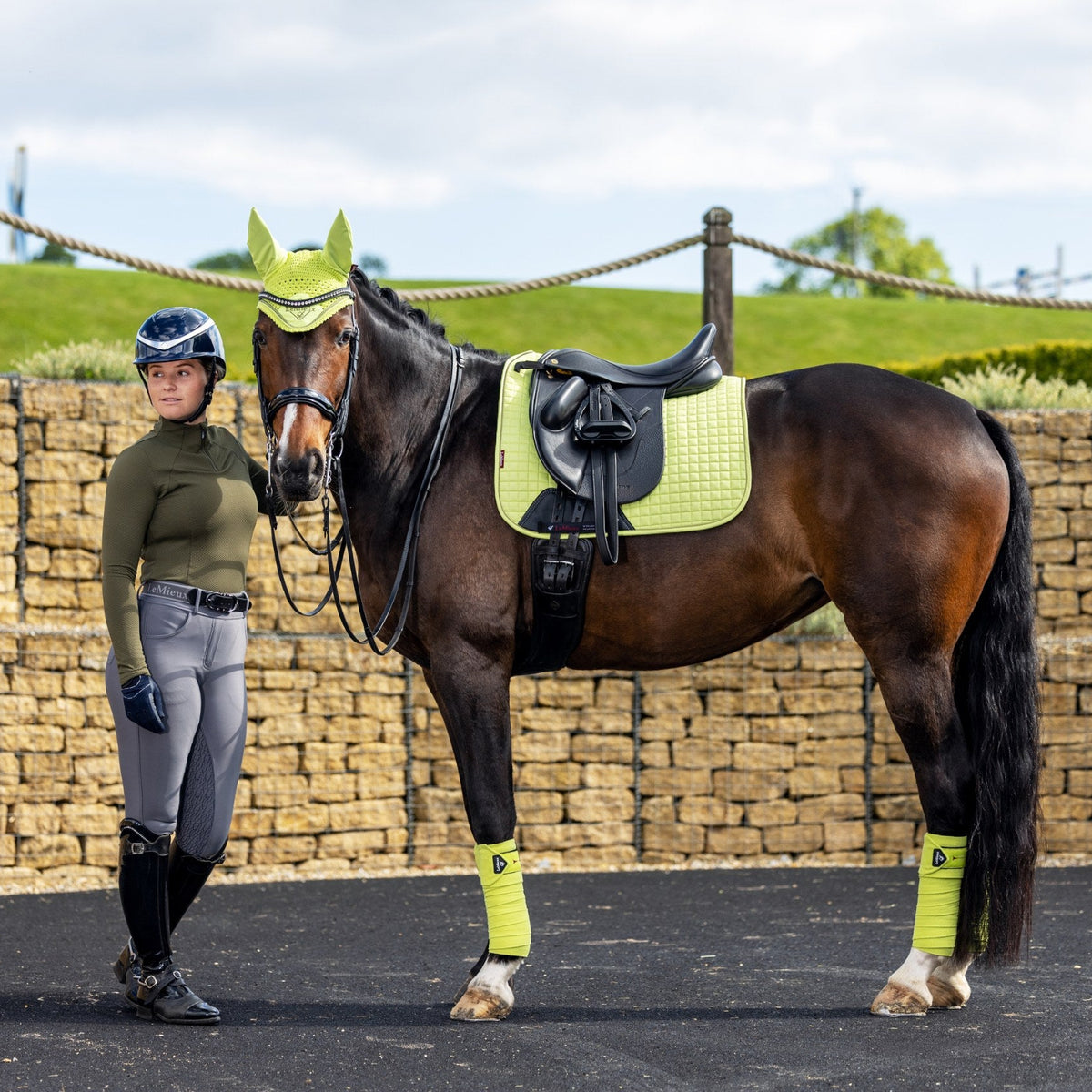 LeMieux Suede Dressage Square Kiwi lifestyle