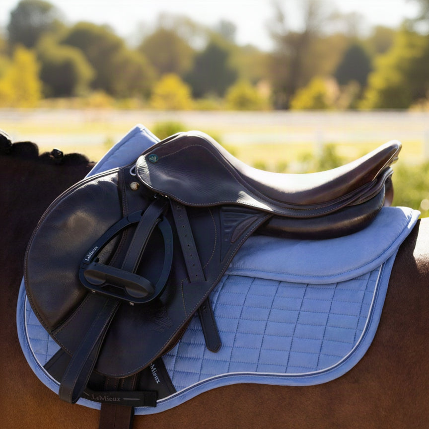LeMieux Suede Half Pad Powder Blue lifestyle