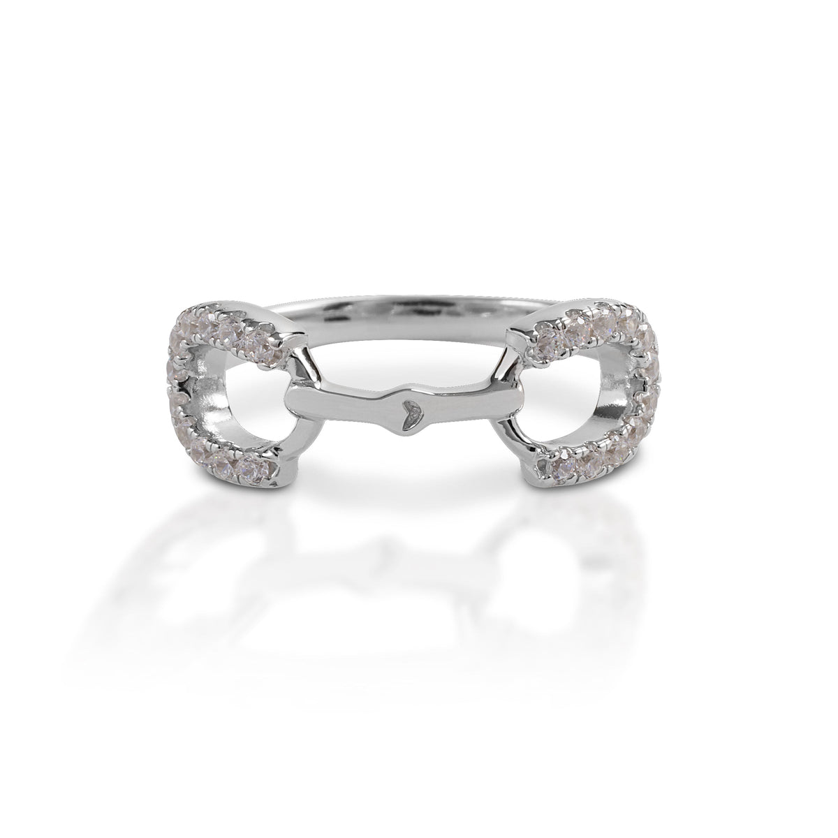Kelly Herd Clear Stones Horseshoe Bit Ring