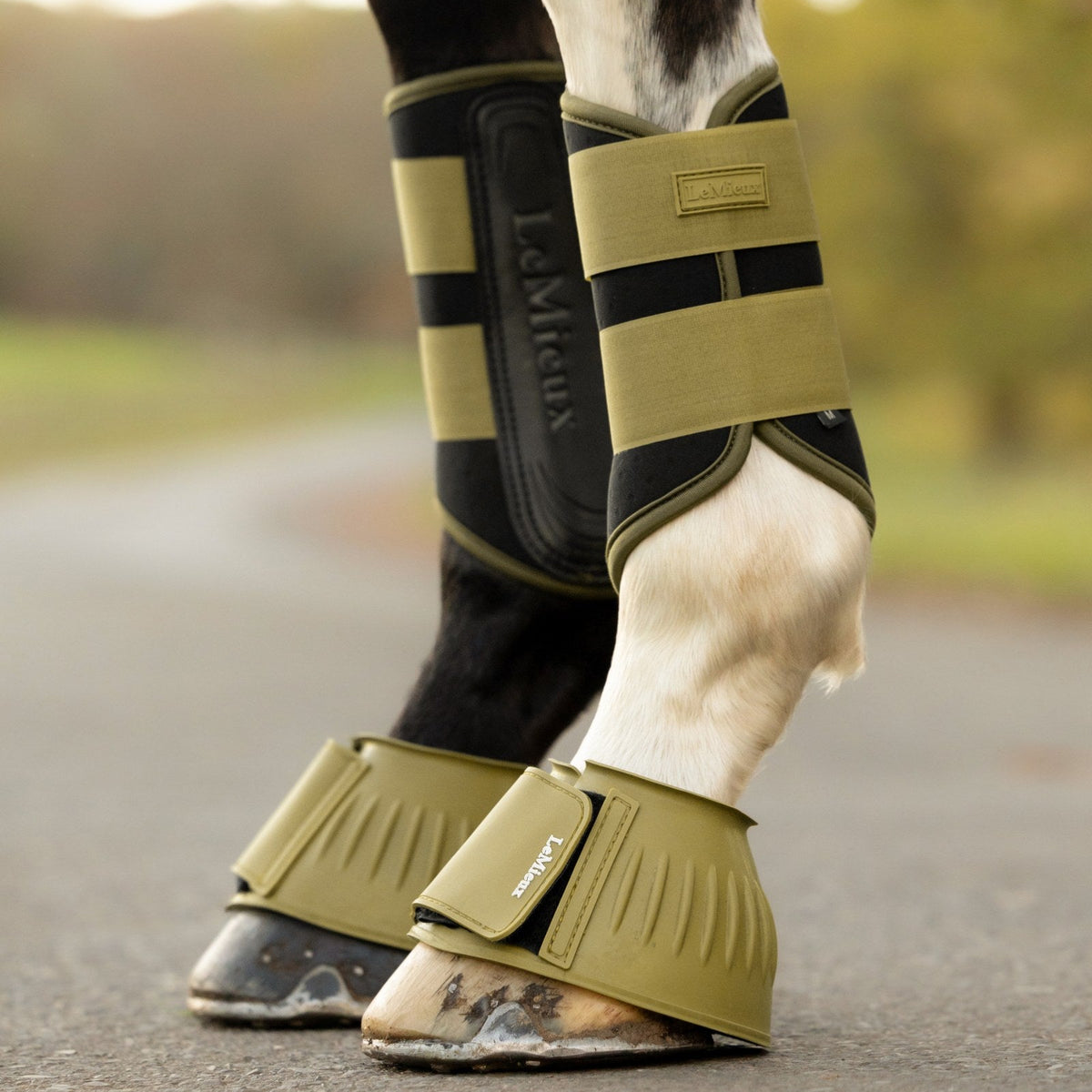 LeMieux Rubber Bell Boots Gooseberry lifestyle