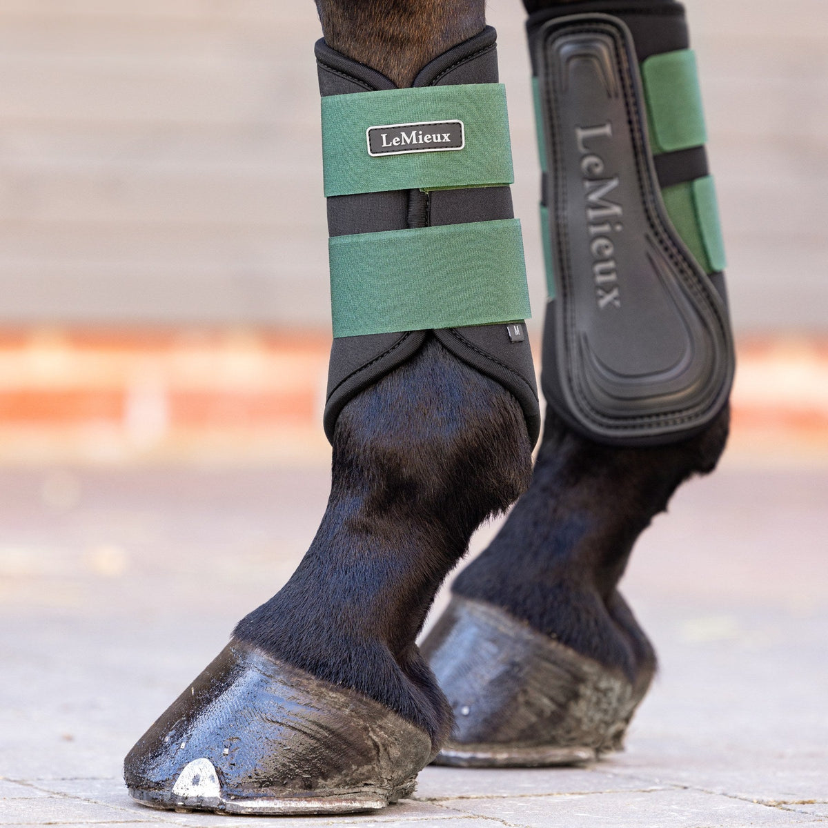 LeMieux Grafter Brushing Boot Hunter Green lifestyle