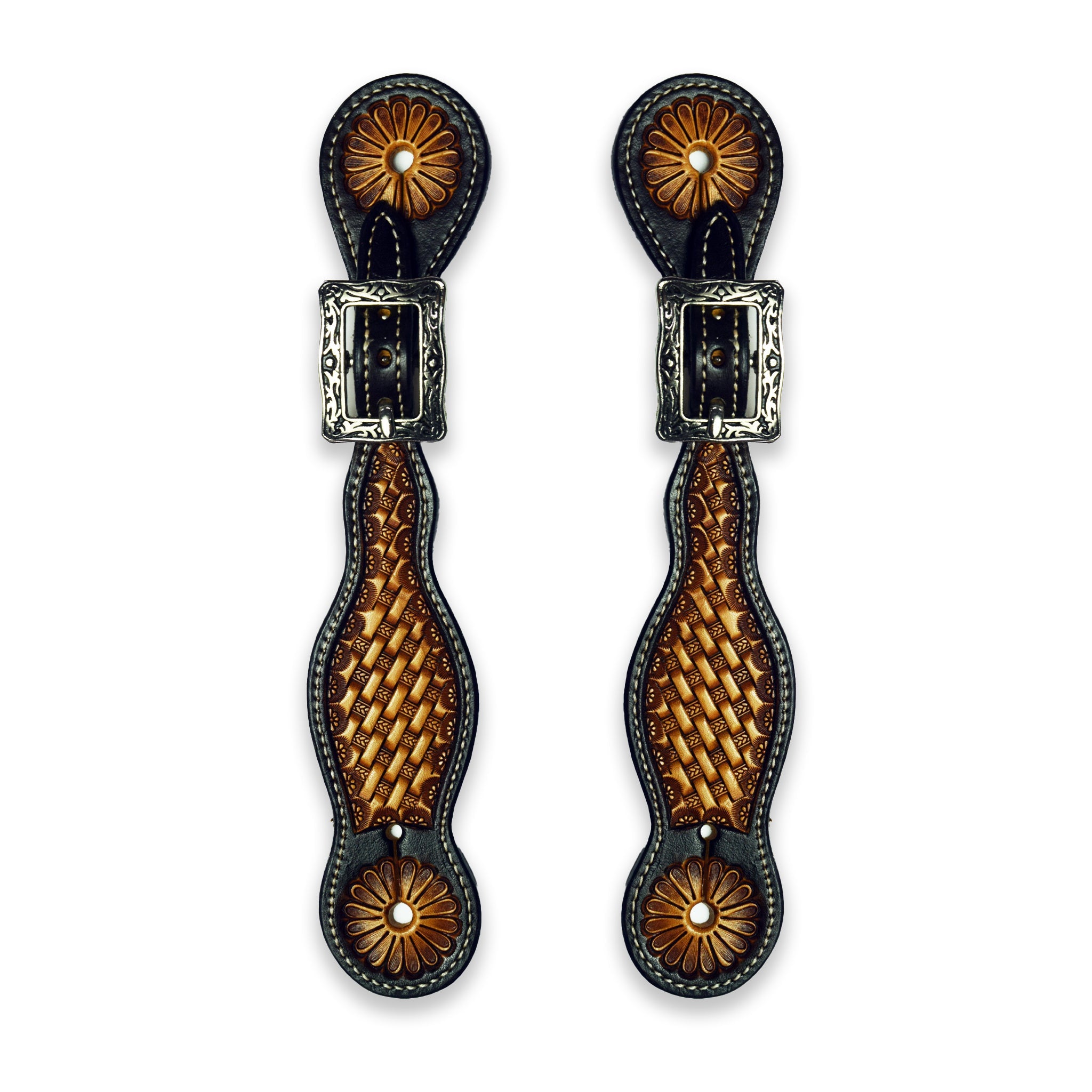 Ezy Ride Spur Strap Basket Stamping with Antique Style Buckle Two Tone