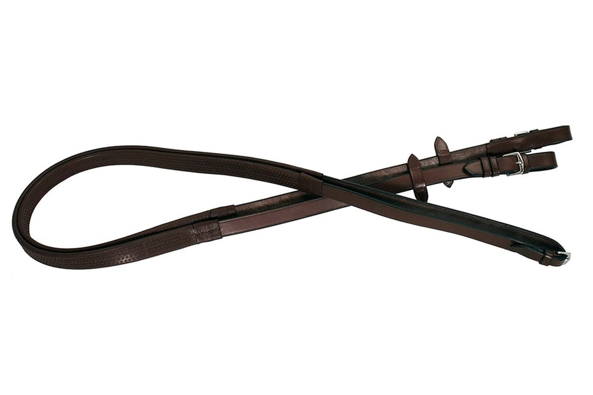 Platinum Rubber Grip Reins - Brown