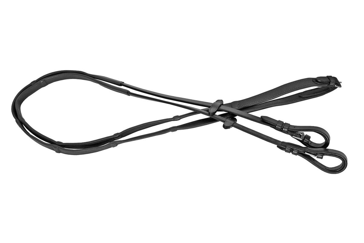 Platinum Softy Padded Leather Reins - Black