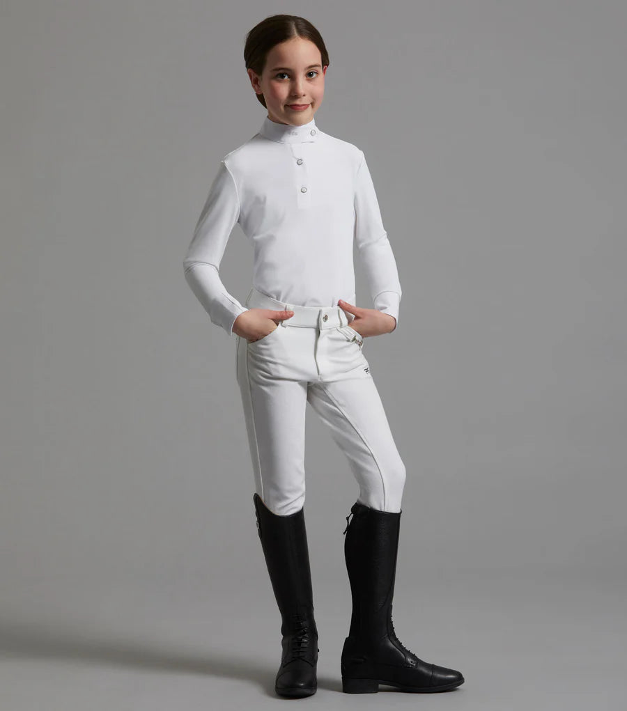 Premier Equine Brava Girls Full Seat Gel Competiton Riding Breeches - White - 3