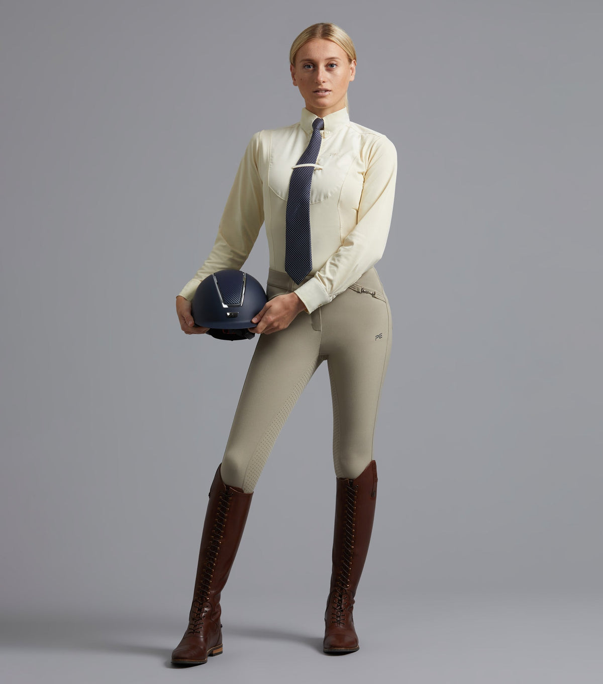 Premier Equine Delta Ladies Full Seat Gel Competition Riding Breeches - Beige - 6