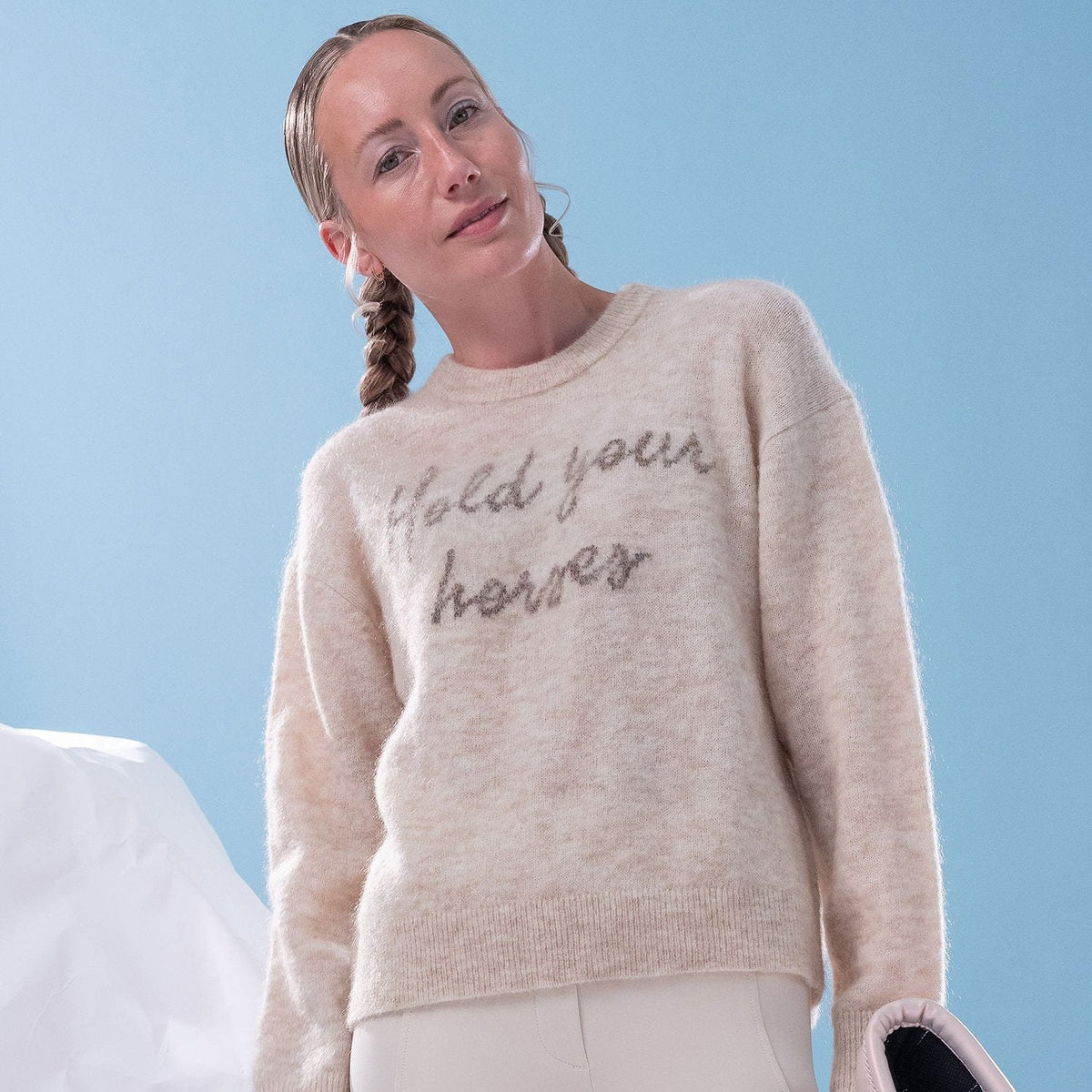 PS of Sweden Quote Mohair Mix Sweater - Beige Melange