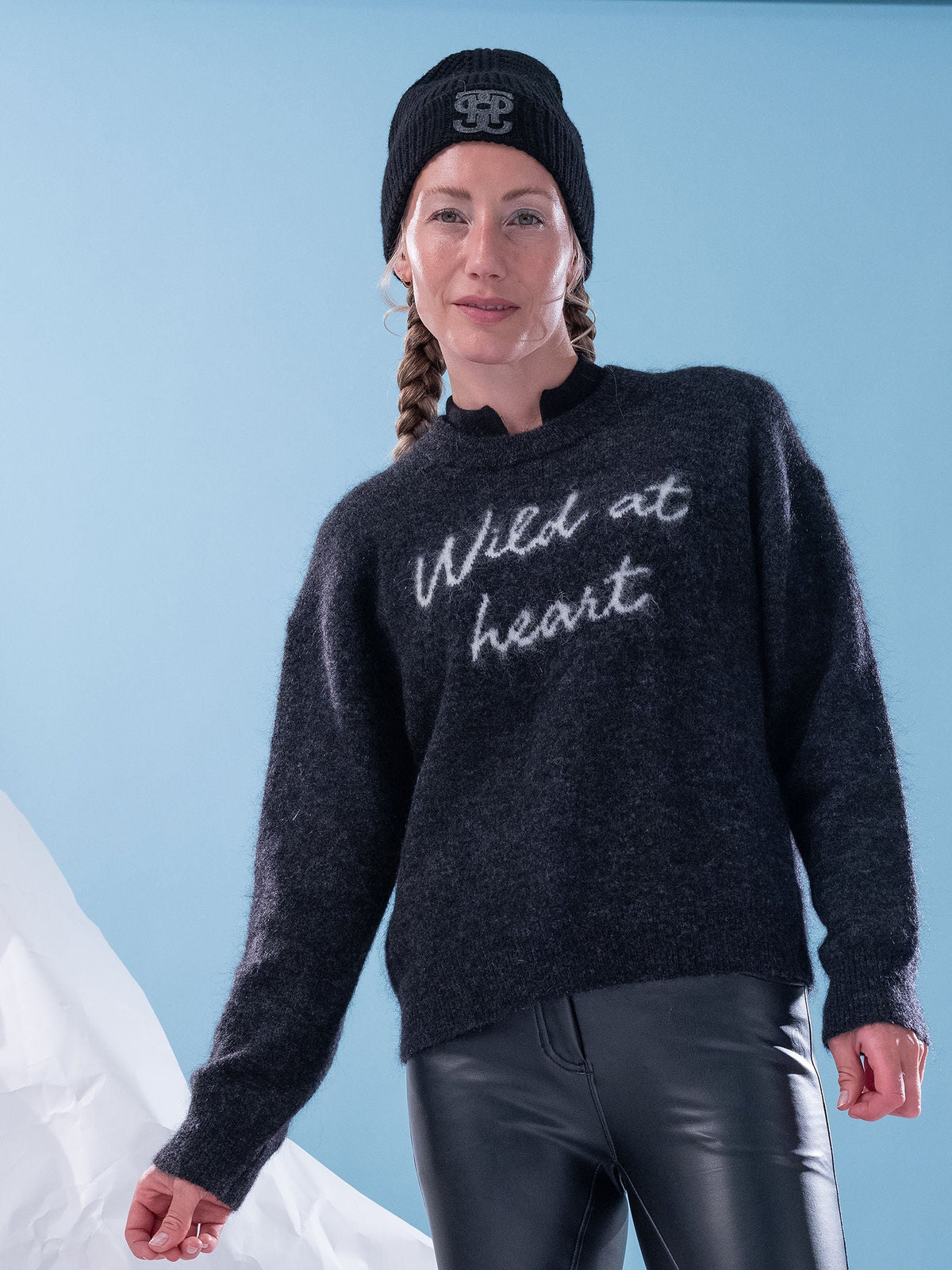 PS of Sweden Quote Mohair Mix Sweater - Dark Grey Melange