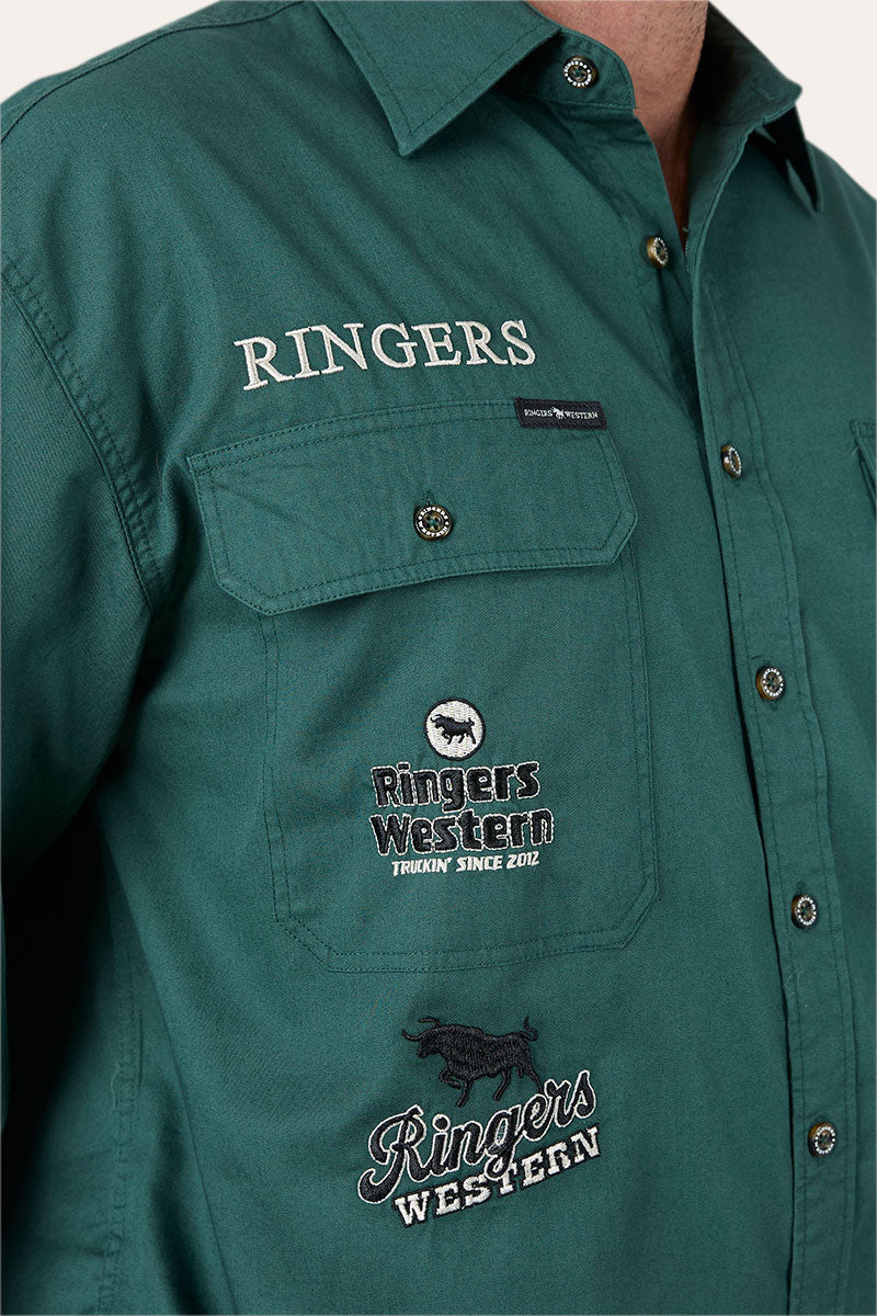 Ringers Western Barrelman Mens Full Button Work Shirt - Front