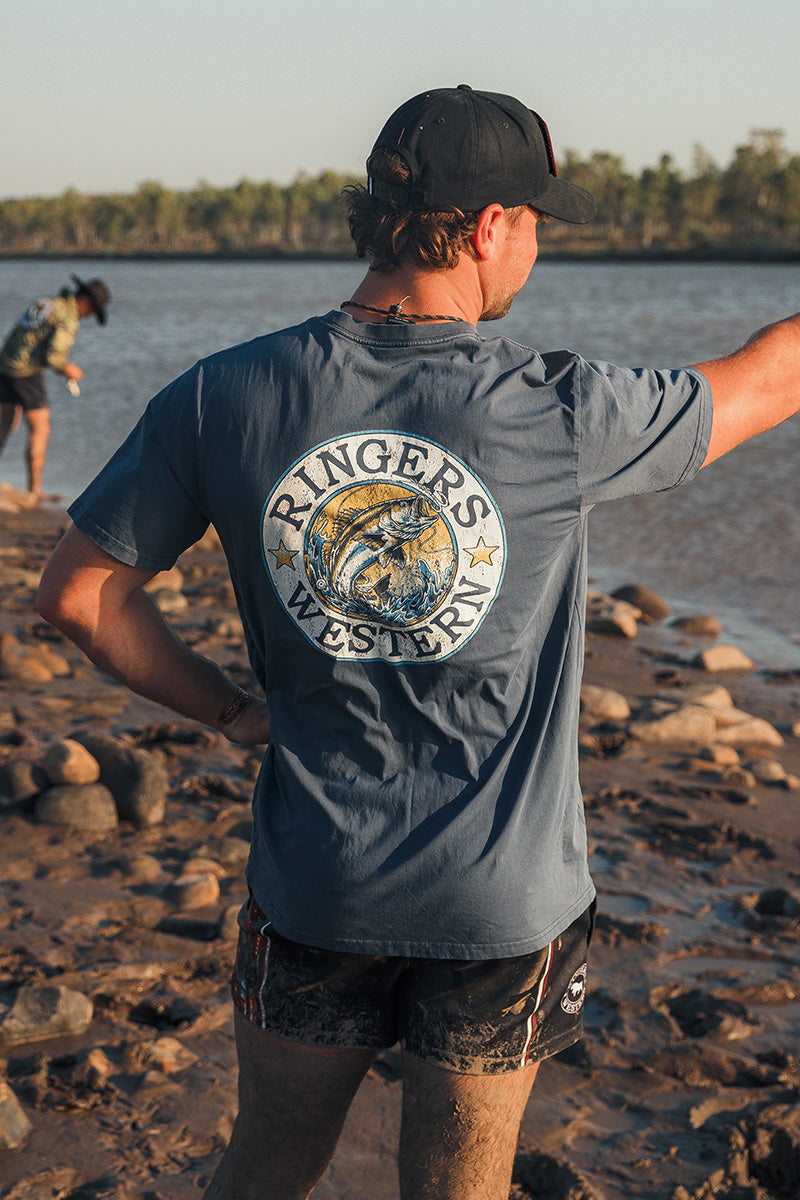 Ringers Western Big Catch Mens Loose Fit T-Shirt - Washed Navy