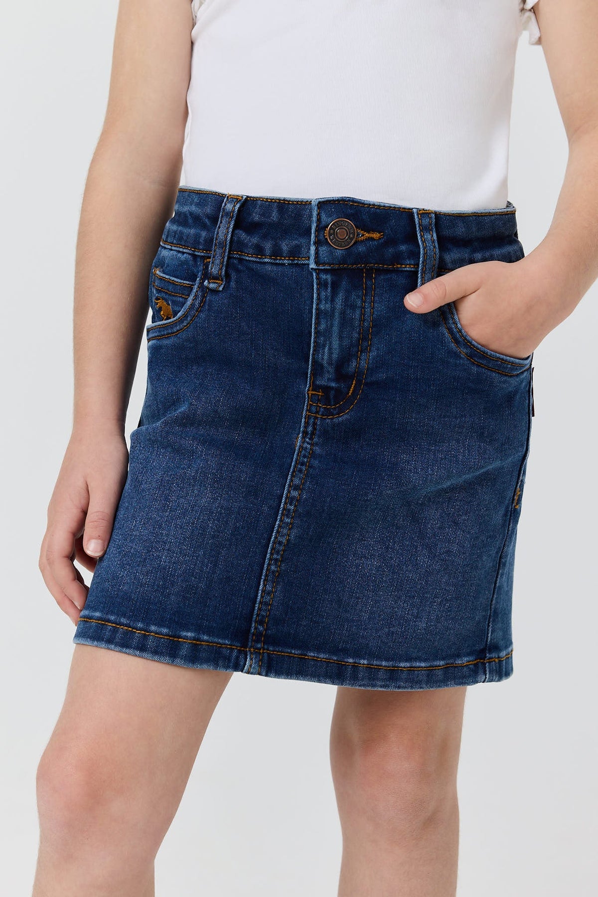 Ringers Western Boot Scoot Kids Girls Denim Skirt - Classic Blue