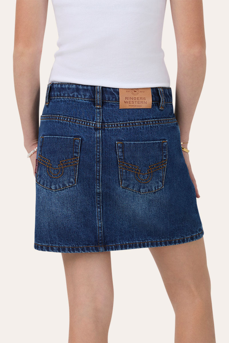 Ringers Western Boot Scoot Youth Girls Denim Skirt - Back