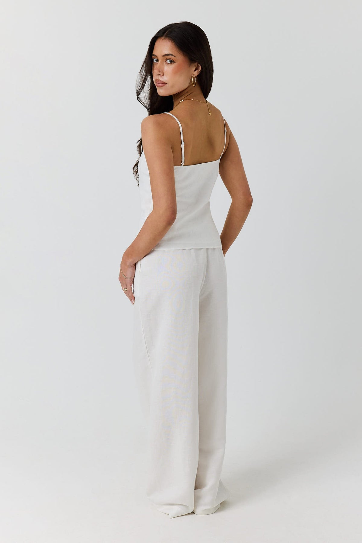 Ringers Western Carmen Womens Bias Cut Linen Cami Top - White Back