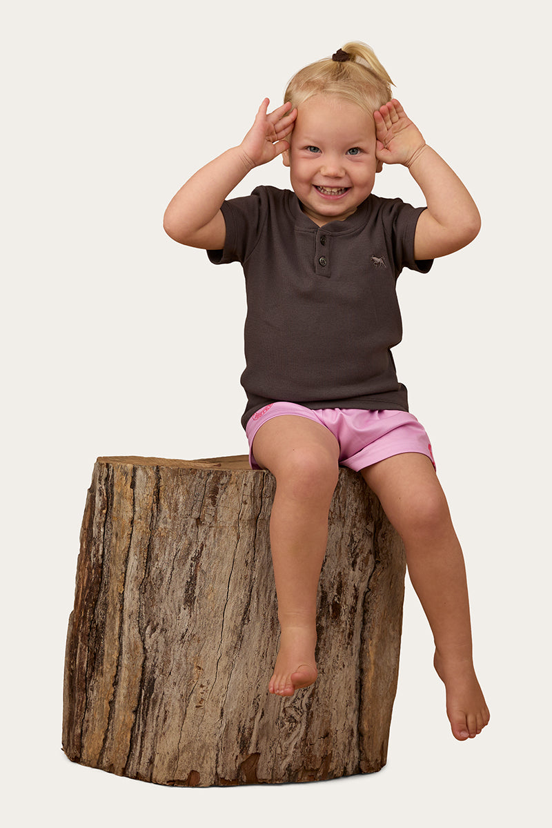 Ringers Western Casey Kids Rib Henley Top - Charcoal