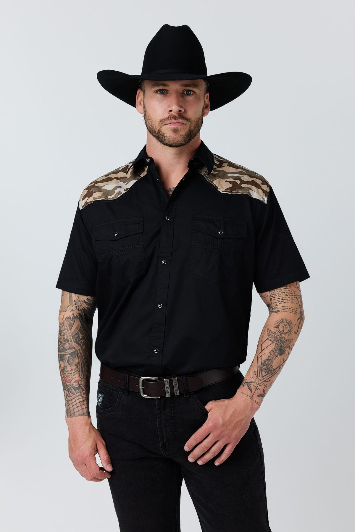 Ringers Western Crossfire Mens Pub Shirt - Washed Black