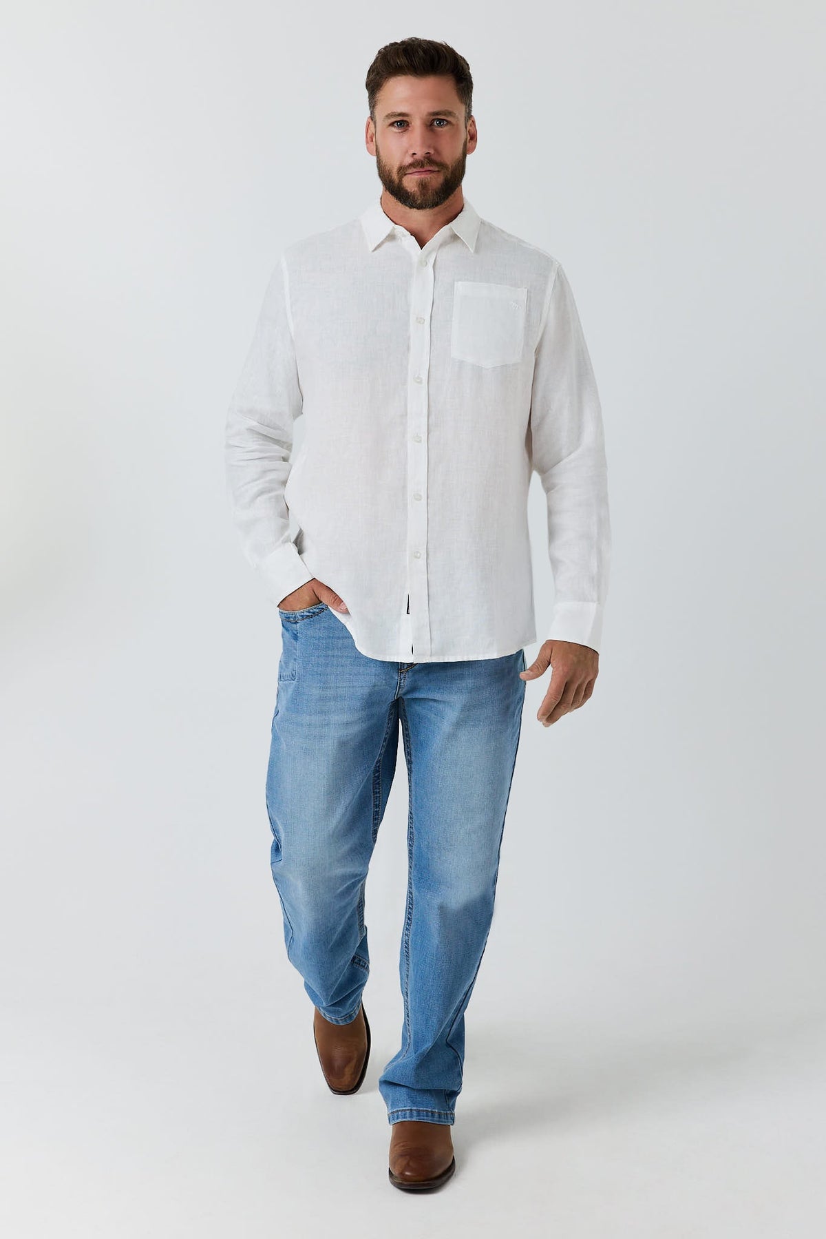 Ringers Western Fieldstone Mens Linen Shirt - 9