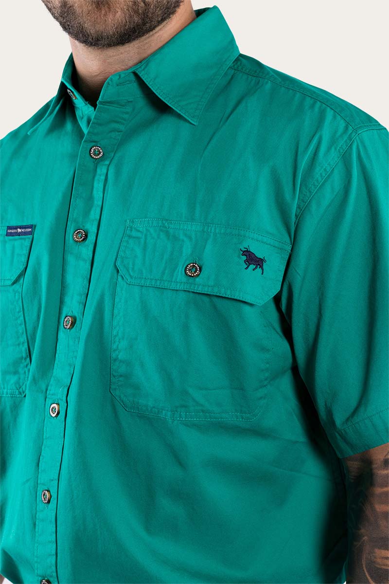 Ringers Western Lake Argyle Mens Short Sleeve Full Button Work Shirt - 11