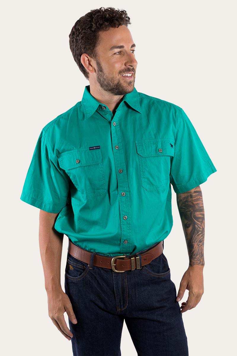 Ringers Western Lake Argyle Mens Short Sleeve Full Button Work Shirt - 13
